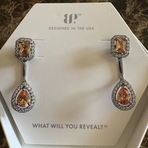 Earrings with topaz on hematite